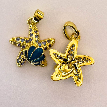 LYVANLIDIY Ocean Series Starfish & Pentagram Charms – Electroplated Copper Necklace Pendants for Women, Jewelry Making Supplies