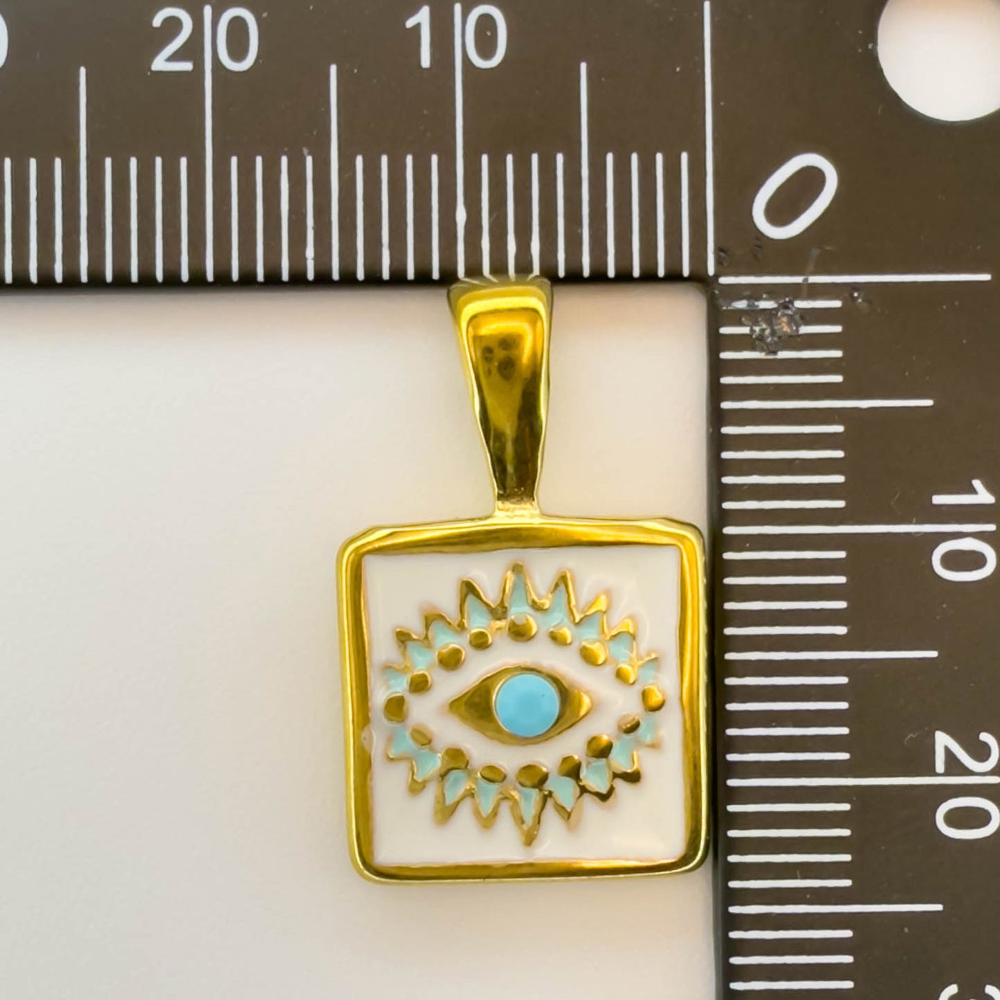 LYVANLI18K Gold Evil Eye Pendant with Palm Heart Enamel DIY Necklace & Bracelet Jewelry Charm