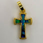 LYVANLIFreshwater Shell Pendants, with Brass Findings, Cross, Golden 11x18mm