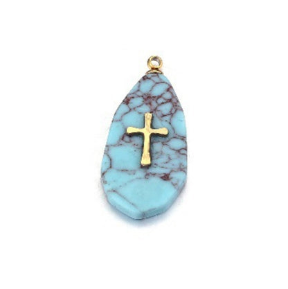Artisan Turquoise-Studded Stainless Steel Pendant — DIY Necklace & Bracelet Component, Square/Round Mini Jewelry Tag