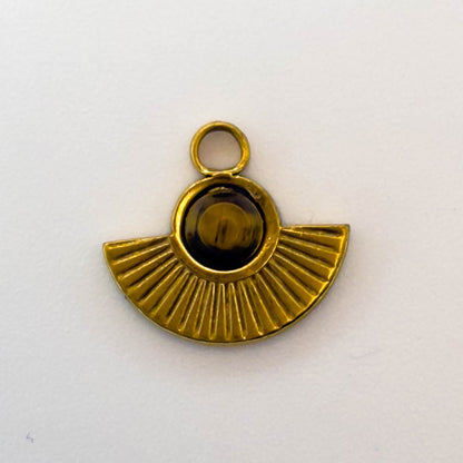 LYVANLI18K Gold Color Stainless Steel Charms Evil Eye Water Drop Sun Cross Natural Stone Tiger Eye Pendant for Jewelry Making