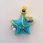LYVANLIDIY Ocean Series Starfish & Pentagram Charms – Electroplated Copper Necklace Pendants for Women, Jewelry Making Supplies