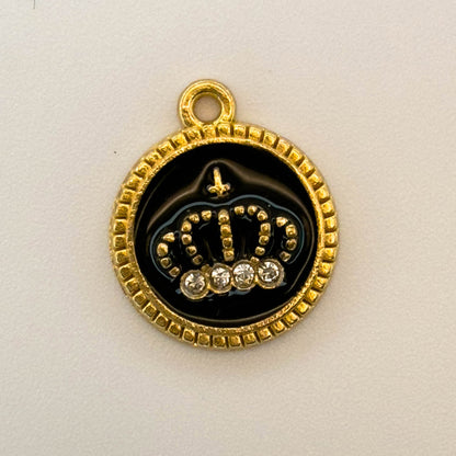 LYVANLIEnamel Crown Charms with Rhinestones, Alloy DIY Pendant for Bracelets, Necklaces, Earrings, Hair Accessories Making