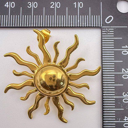 LYVANLI18K Gold Plated Sun Pendant Earrings for Women – Stainless Steel Statement Ear Studs, Bold Personality Fashion Jewelry