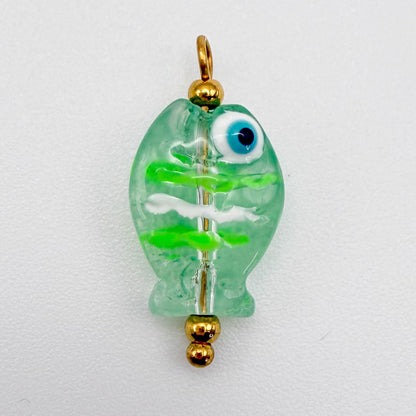 LYVANLIDopamine Heart Fish Pendant – Hand-Painted Glass Resin Charm, 18K Gold Plated Stainless Steel DIY Jewelry Making Accessory